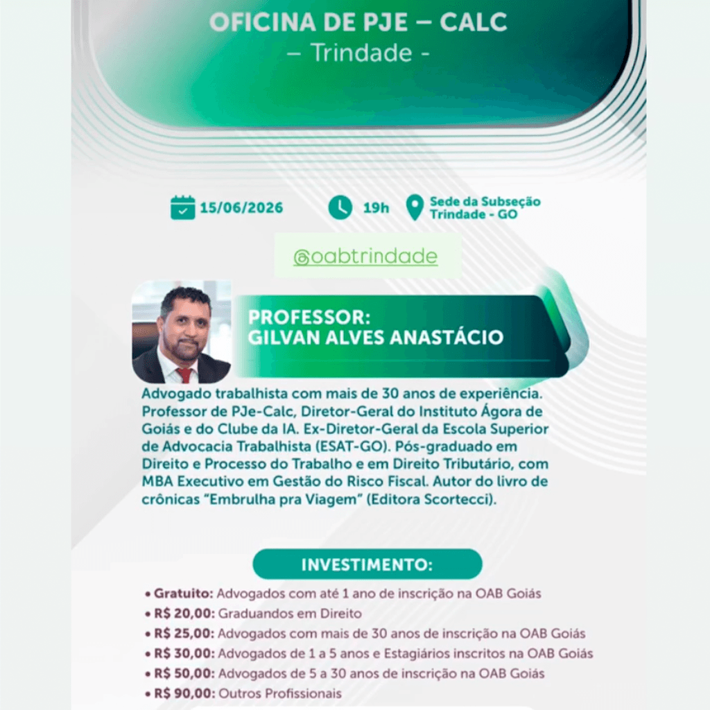 📙 ESA GO: Oficina de PJE - CALC