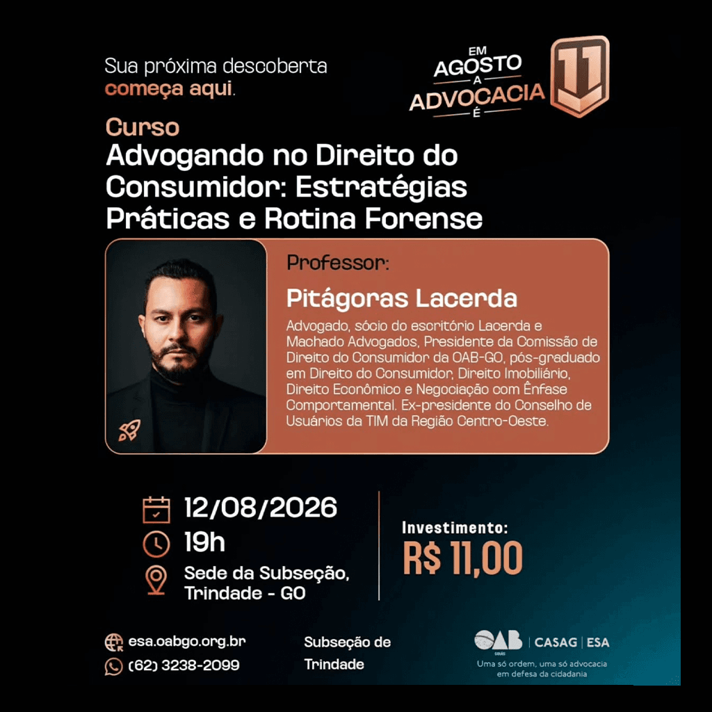 📙 ESA GO: Workshop: Advogando no direito do Consumidor: Estratégias Práticas e Rotina Forense
